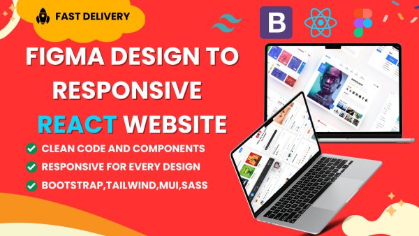 Convert figma design to responsive react website, figma to react bootstrap